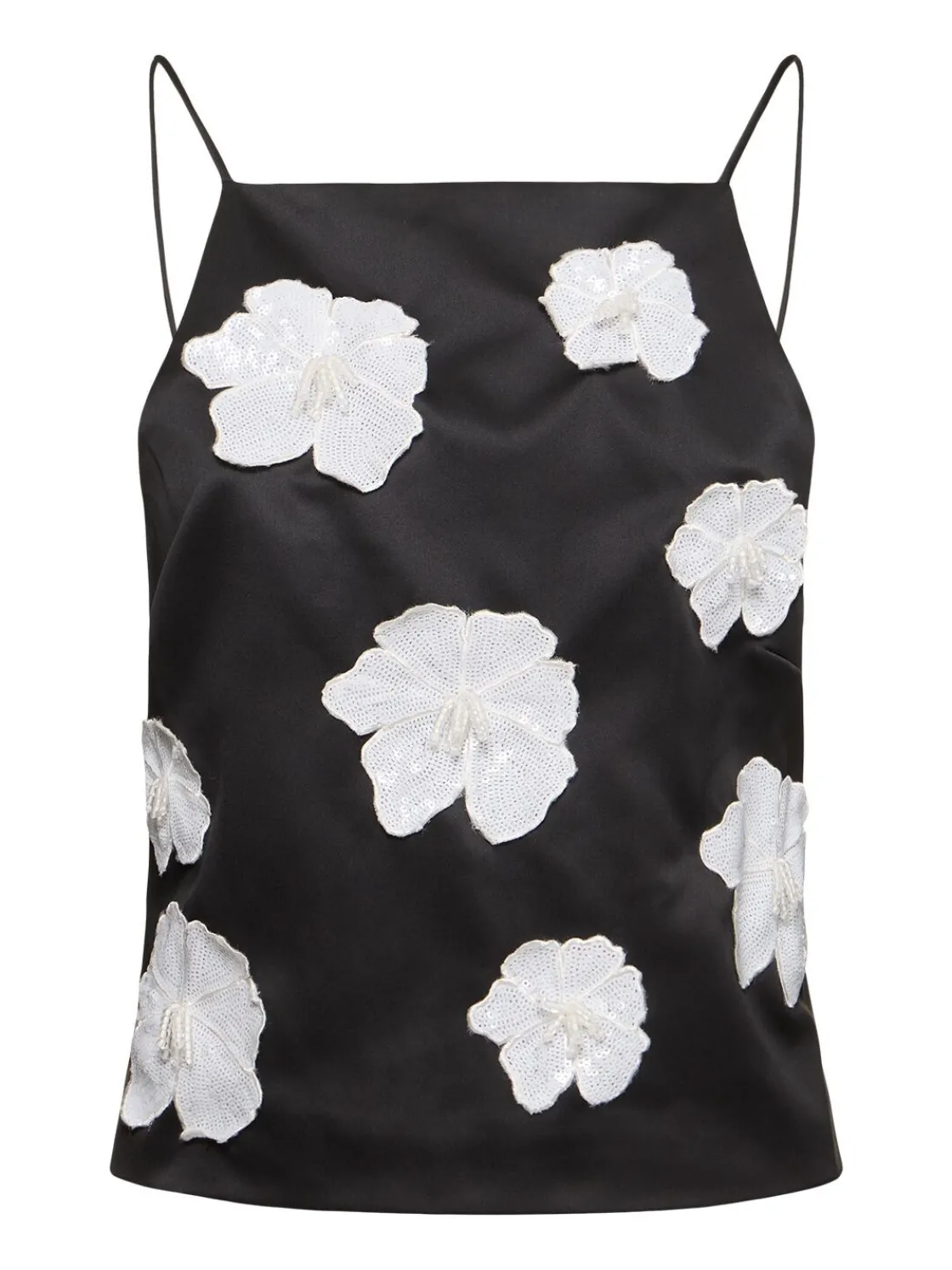 Top in raso con fiori