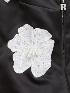 Top in raso con fiori