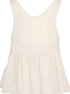 Top in seta a pois jacquard