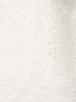 Top in voile di misto cotone voile ricamato