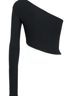 Top monospalla in jersey di viscosa stretch
