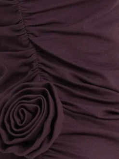 Top monospalla in jersey drappeggiato con rose
