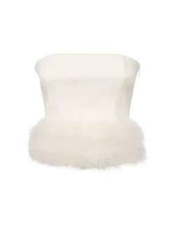 Top senza maniche con piume