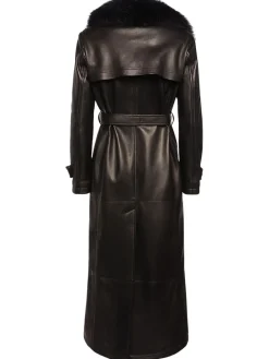 Trench in pelle e shearling