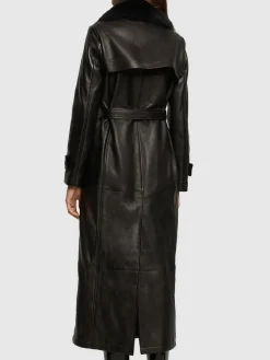 Trench in pelle e shearling