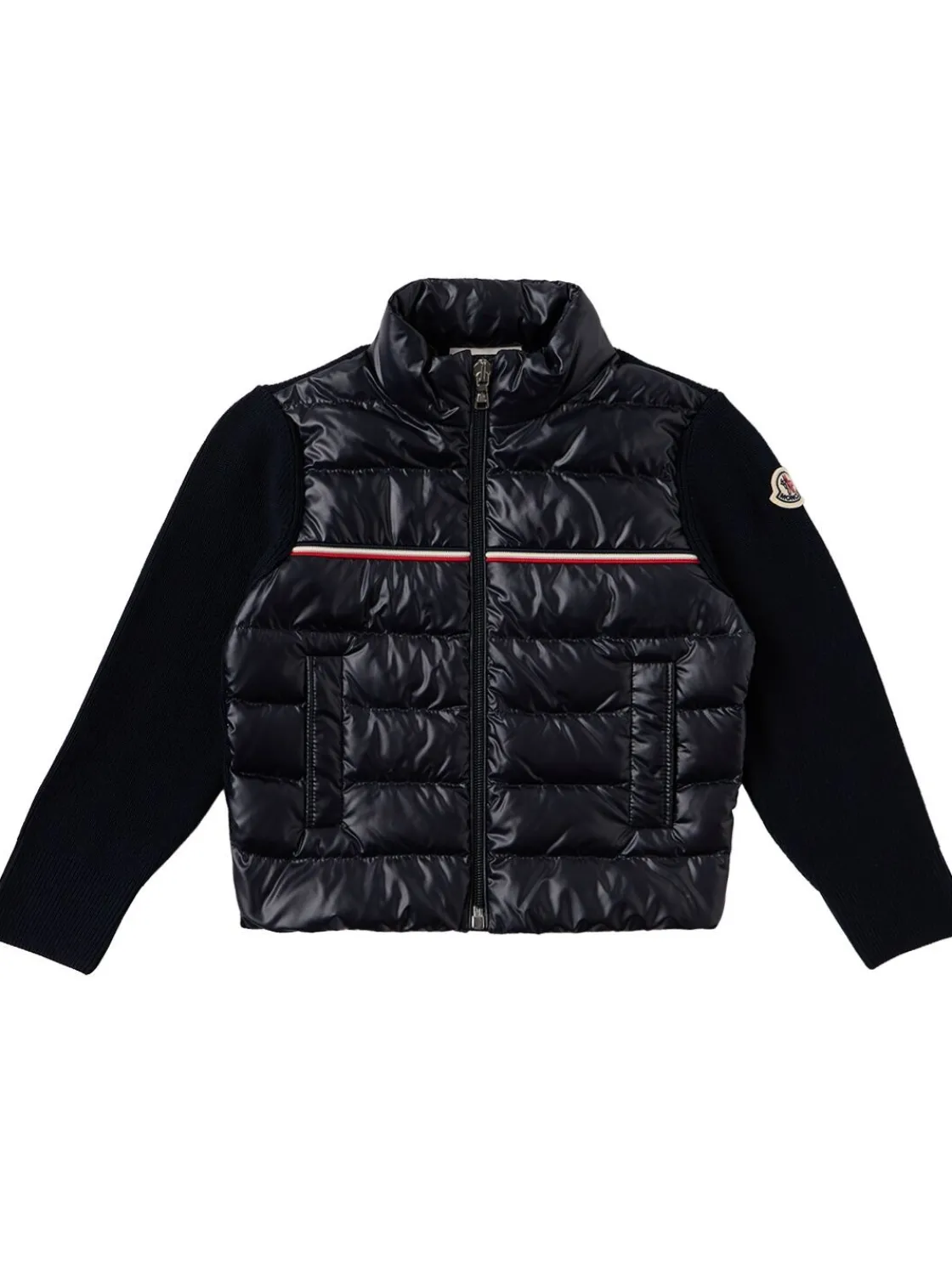 Tricolour padded cotton blend cardigan
