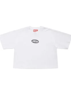 T-shirt cropped in jersey di cotone