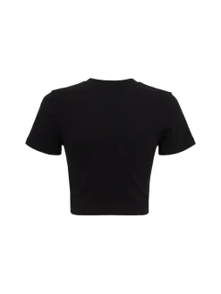 T-shirt cropped in misto cotone con logo Angel