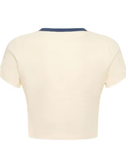 T-shirt cropped Love Life in cotone con stampa