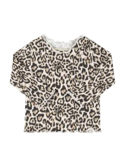 T-shirt in misto cotone con stampa leopardata