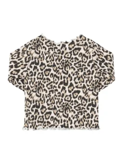 T-shirt in misto cotone con stampa leopardata