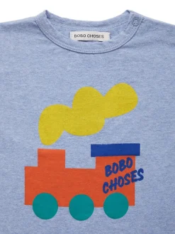 T-shirt in misto cotone organico stampa treno