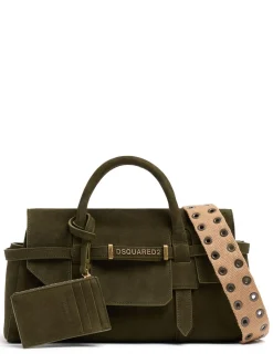 Twin Utility suede shoulder bag
