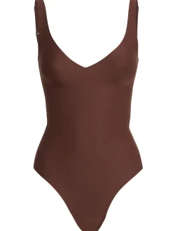 Unlined plunge thong bodysuit
