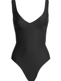 Unlined plunge thong bodysuit