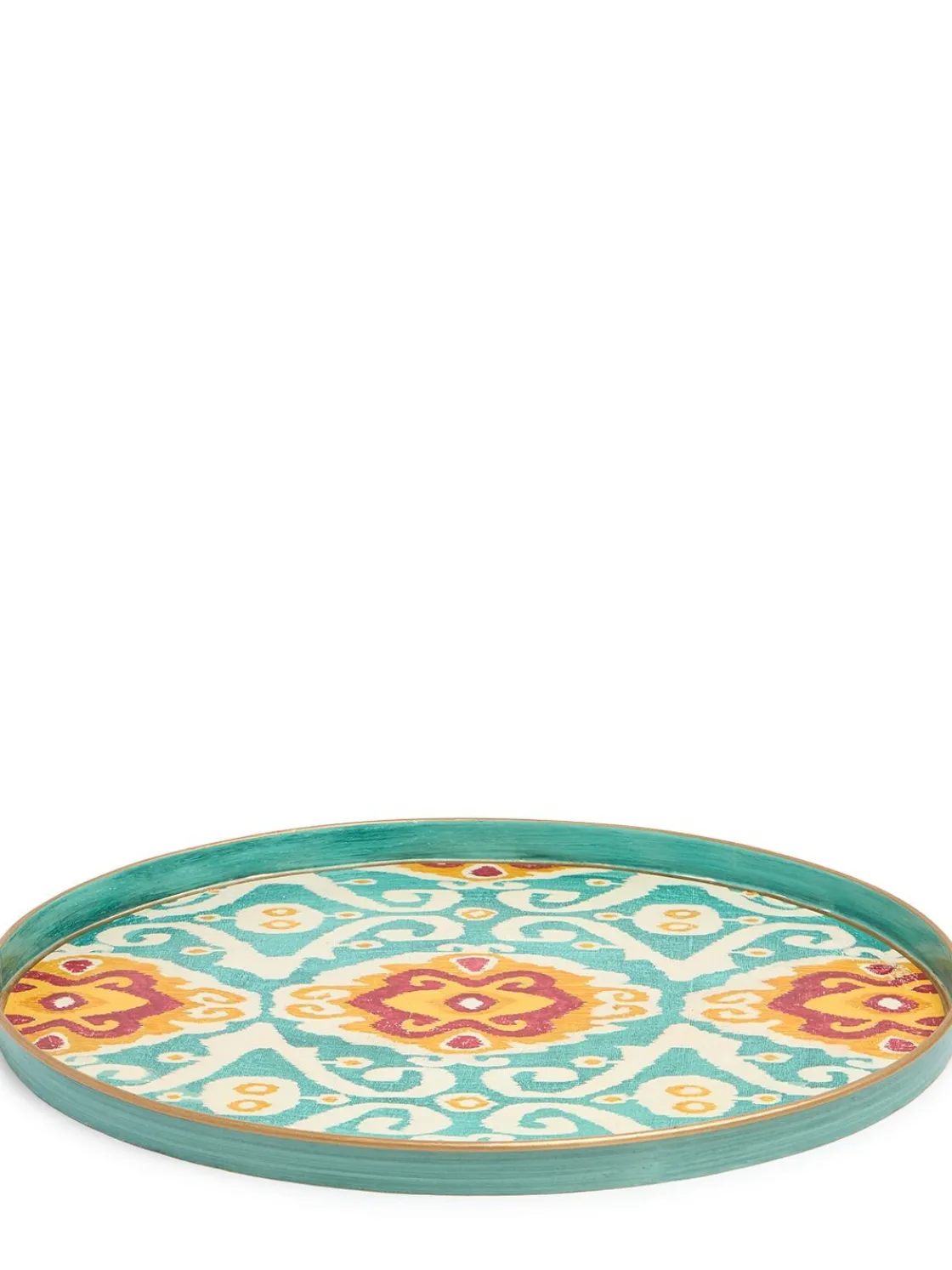 Vassoio Ikat in ferro dipinto a mano