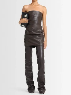 Vestito corto in pelle senza spalline