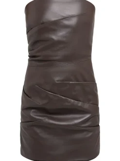 Vestito corto in pelle senza spalline