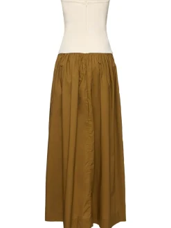 Vestito Duo in maglia e popeline senza spalline