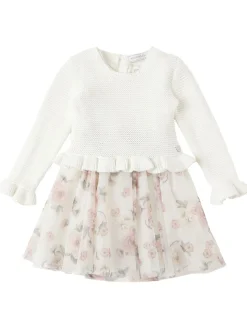 Vestito in cotone e tulle con fiore