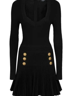 Vestito in jersey di viscosa / plissé