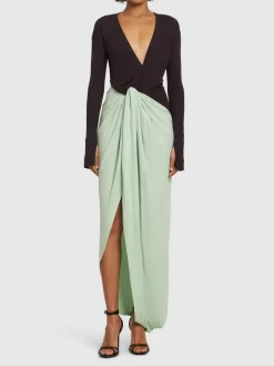 Vestito in jersey fluido con dettaglio nodo