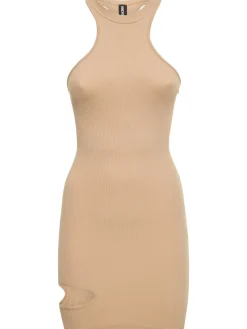 Vestito in jersey stretch a costine con cutout