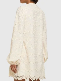 Vestito in popeline con ricami