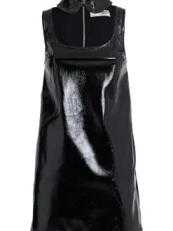 Vestito in vinile con cutout e colletto