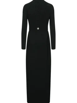 Vestito lungo drappeggiato in misto viscosa cady