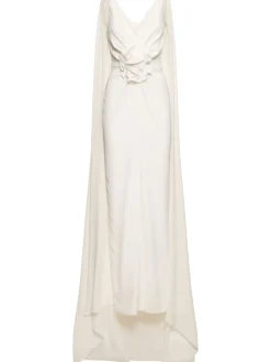 Vestito lungo in cady con mantella
