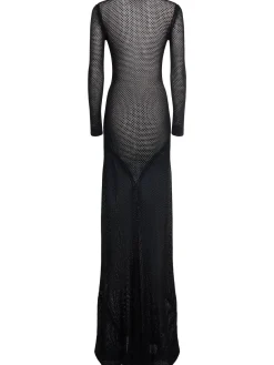 Vestito lungo in crêpe di misto viscosa