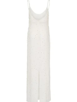 Vestito lungo in georgette di viscosa con ricami