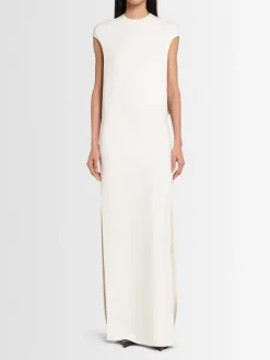 Vestito lungo in georgette di seta doppia