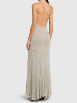 Vestito lungo in lurex a costine
