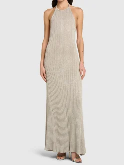Vestito lungo in lurex a costine