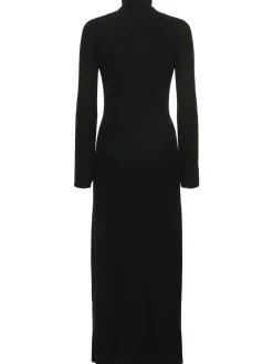 Vestito lungo in maglia di cashmere a coste