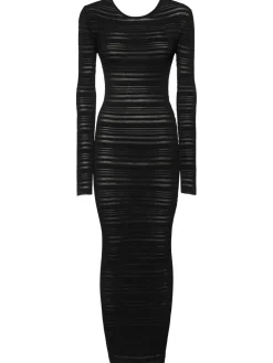 Vestito lungo in maglia trasparente