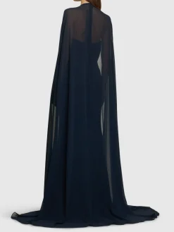 Vestito lungo in misto seta