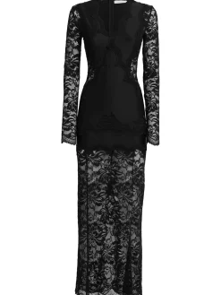 Vestito lungo in pizzo stretch