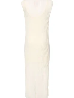 Vestito lungo senza maniche Ada in maglia / spacco