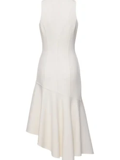 Vestito midi asimmetrico drappeggiato