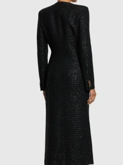 Vestito midi con scollo a V e paillettes