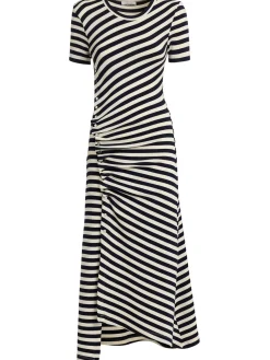 Vestito midi drappeggiato a righe