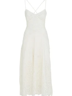 Vestito midi in cotone con ricami