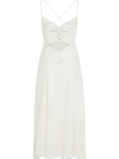 Vestito midi in cotone con ricami