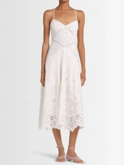 Vestito midi in cotone con ricami