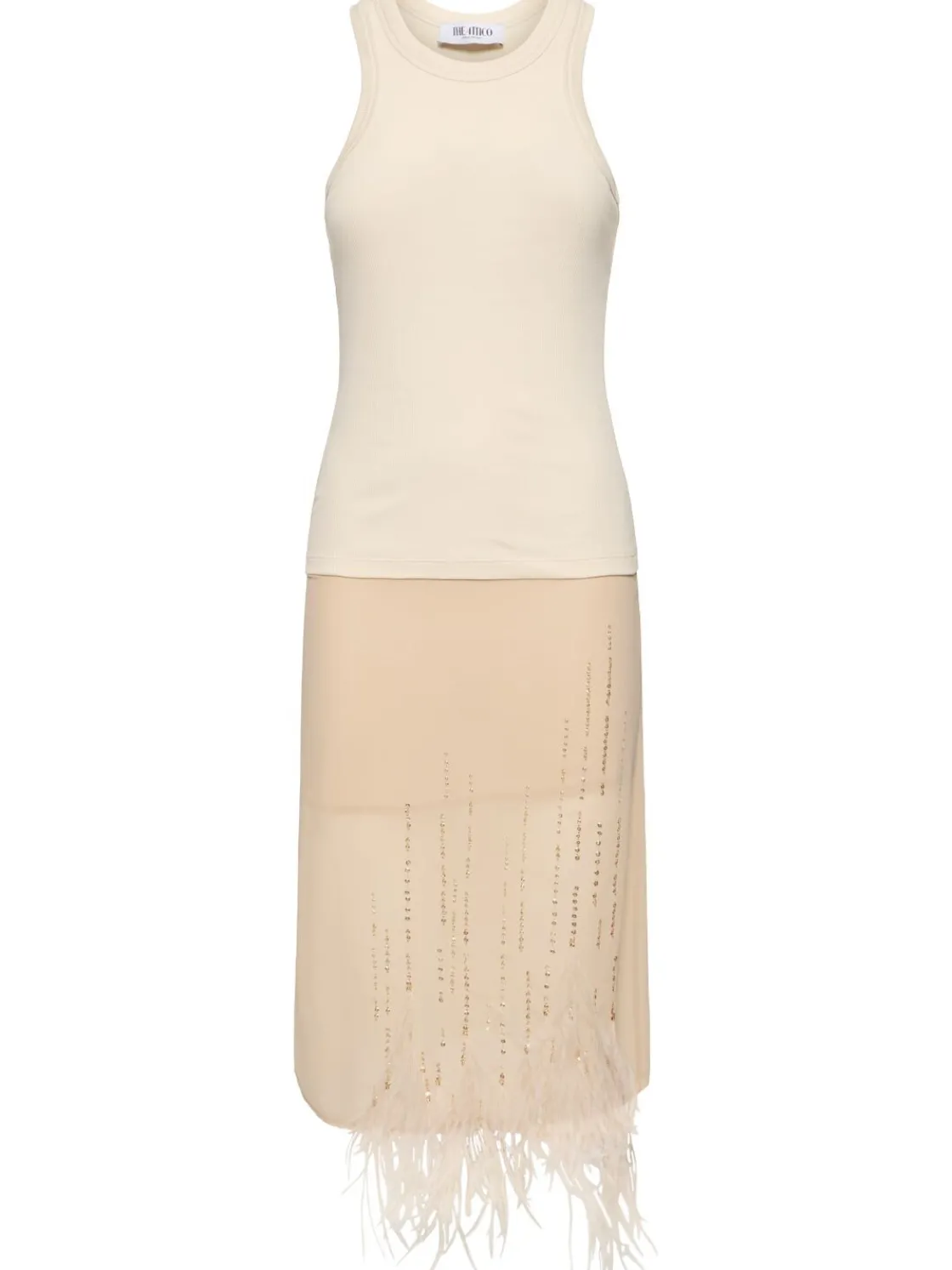 Vestito midi in georgette / piume