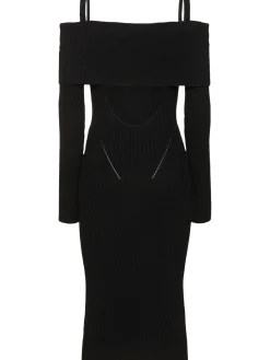 Vestito midi in maglia a costine
