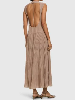 Vestito midi in maglia di misto viscosa a costine